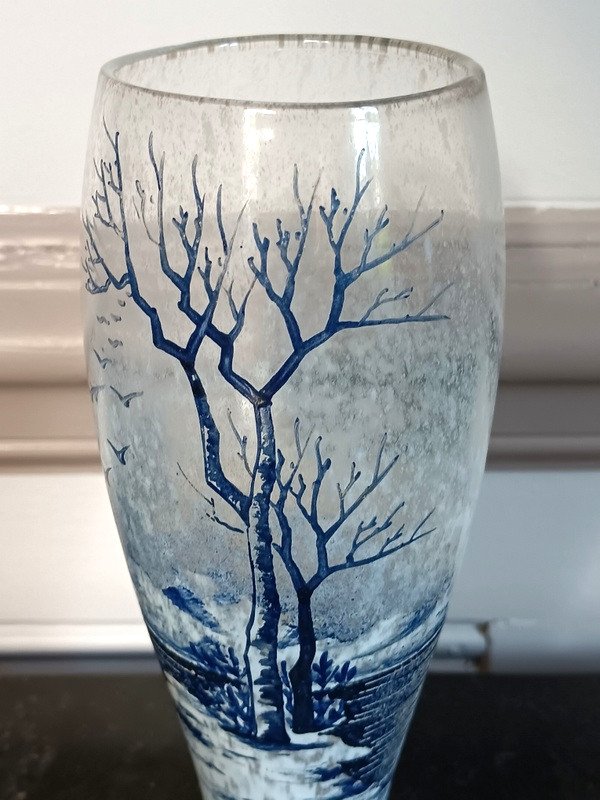 Ravissant Vase Schneider Le Verre Français Verçais Signature Rare Art Déco  époque 1925  - 1930-photo-2