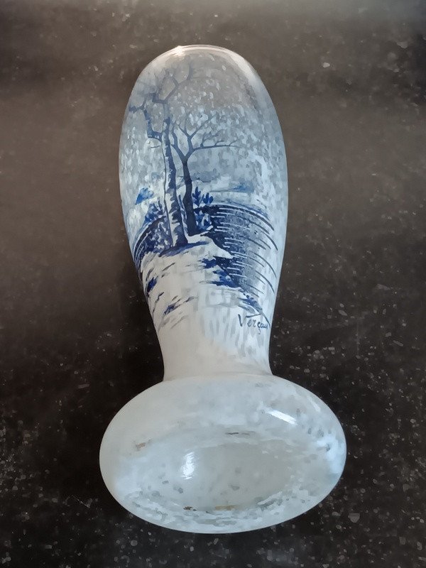 Ravissant Vase Schneider Le Verre Français Verçais Signature Rare Art Déco  époque 1925  - 1930-photo-4