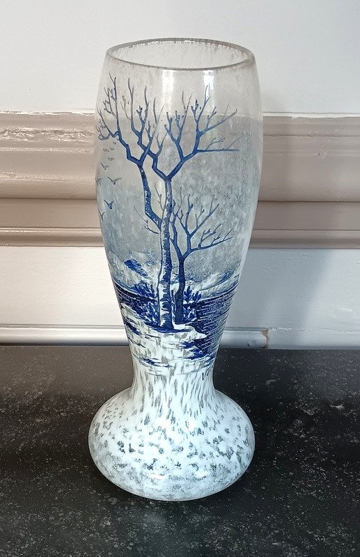 Ravissant Vase Schneider Le Verre Français Verçais Signature Rare Art Déco  époque 1925  - 1930
