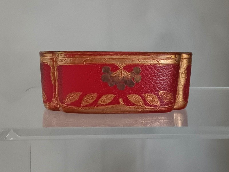 Legras Quadrilobed Planter Cup Gold Sorbier Decor Referenced "phenicia Planter" Art Nouveau Period Era 1900-photo-2