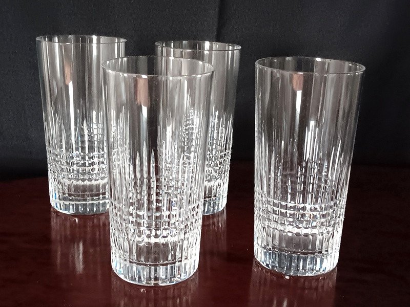 Baccarat Model Nancy 4 Large Cocktail, Whiskey Or Orangeade Glasses-photo-2