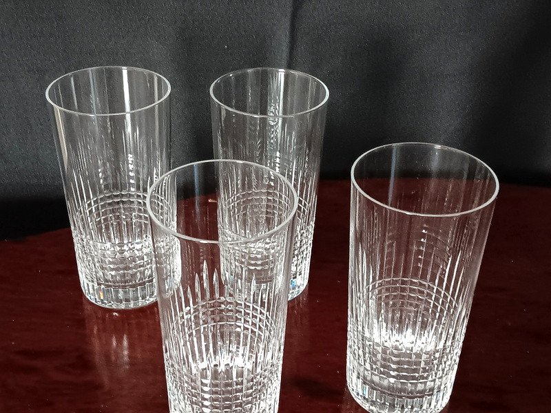 Baccarat Model Nancy 4 Large Cocktail, Whiskey Or Orangeade Glasses-photo-3