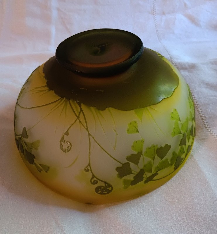 Gallé Cup Vase Decor Of Ginkgo And Art Nouveau Ferns-photo-2
