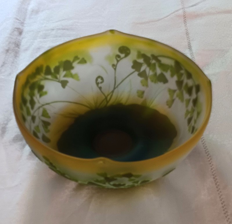 Gallé Cup Vase Decor Of Ginkgo And Art Nouveau Ferns-photo-3