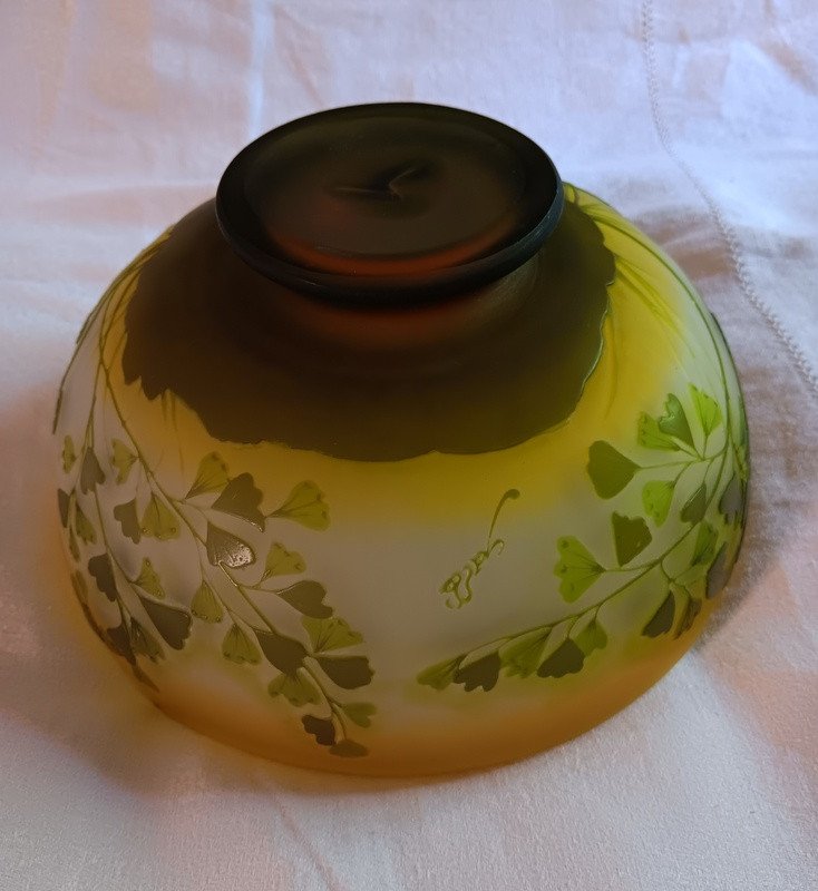 Gallé Cup Vase Decor Of Ginkgo And Art Nouveau Ferns-photo-4