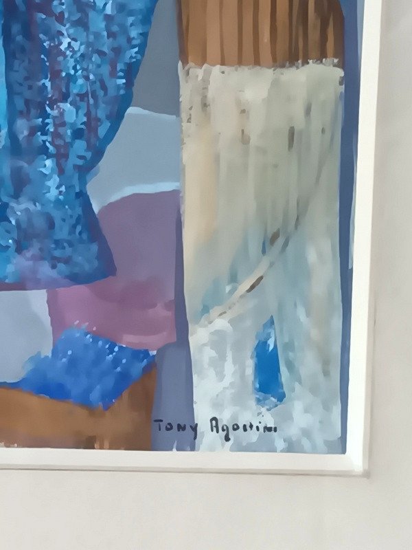 Tony Agostini (1916 -1990) The Blue Pitcher Cubist Gouache Galerie Charpentier Paris-photo-1