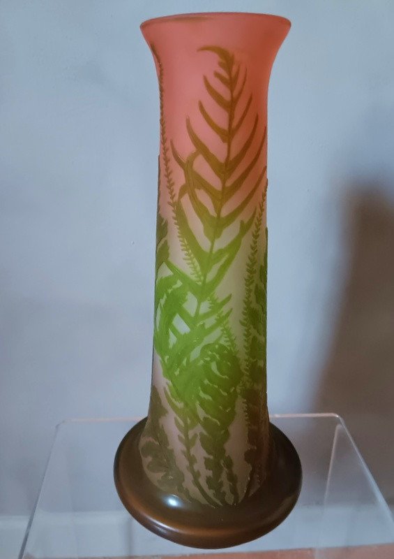 Art Nouveau Gallé Vase With Ferns-photo-2