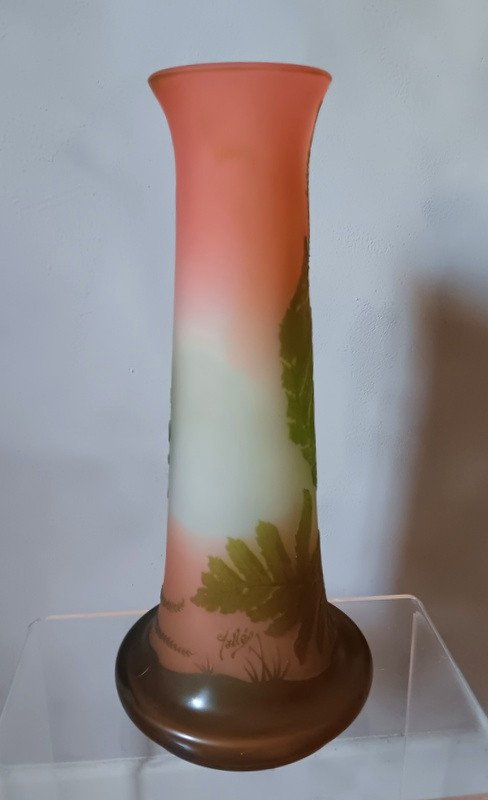 Art Nouveau Gallé Vase With Ferns-photo-4