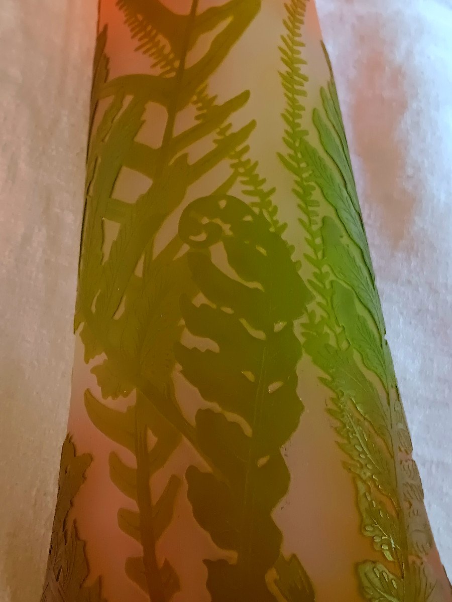 Art Nouveau Gallé Vase With Ferns-photo-6