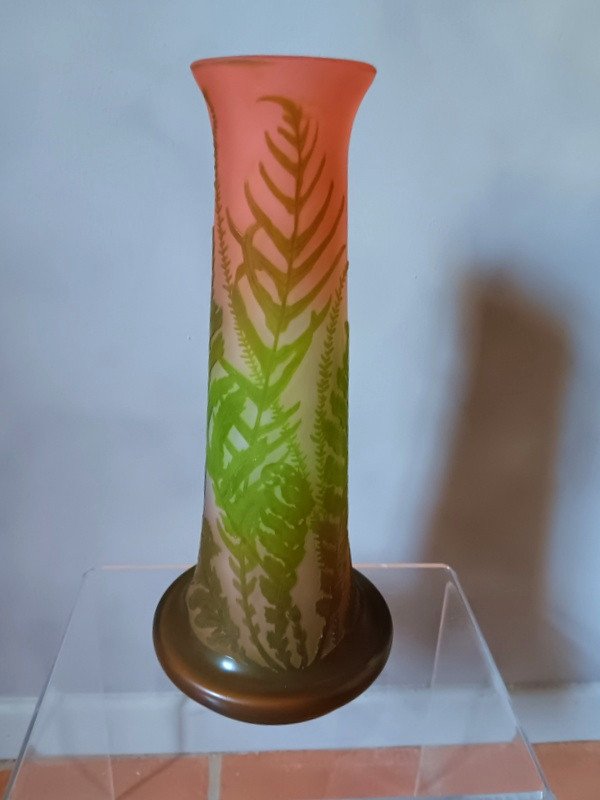 Art Nouveau Gallé Vase With Ferns