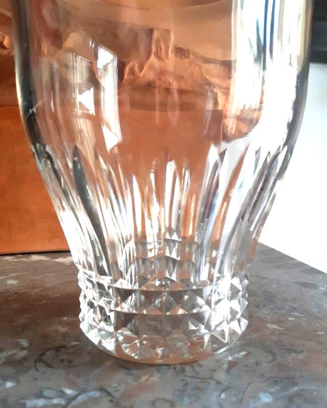 Baccarat Cut Crystal Vase Geometric Modernist Decor In Art Deco Diamond Tips 1930-photo-2