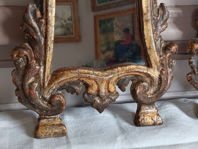 Paire De Miroirs Cartagloria Cadres En Bois Sculpt&eacute; Venise Italie XVIII&egrave;me Si&egrave;cle-photo-4
