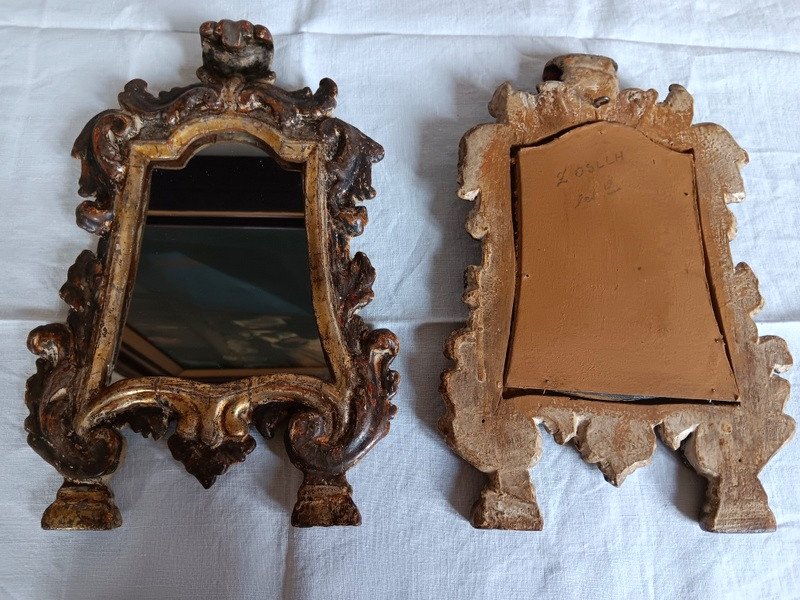 Paire De Miroirs Cartagloria Cadres En Bois Sculpt&eacute; Venise Italie XVIII&egrave;me Si&egrave;cle-photo-3