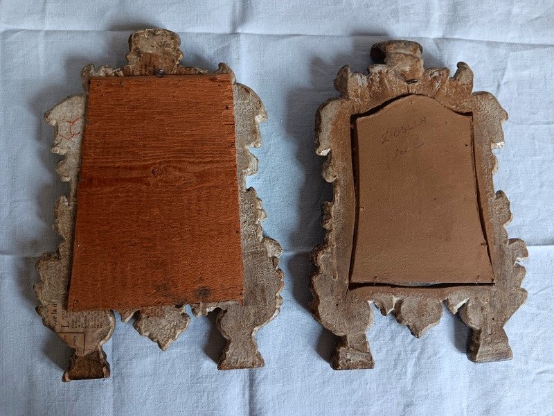 Paire De Miroirs Cartagloria Cadres En Bois Sculpt&eacute; Venise Italie XVIII&egrave;me Si&egrave;cle-photo-4