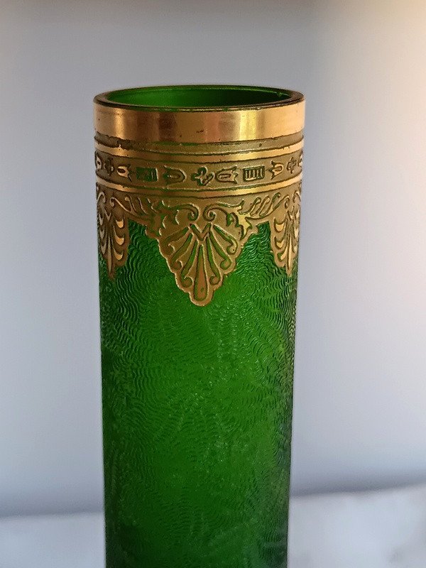 Saint Louis Miniature Vase Model Nelly Empire With Art Nouveau Gold Frieze Circa 1900-photo-2