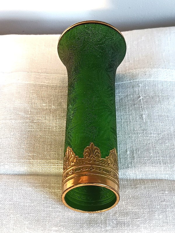 Saint Louis Miniature Vase Model Nelly Empire With Art Nouveau Gold Frieze Circa 1900-photo-2