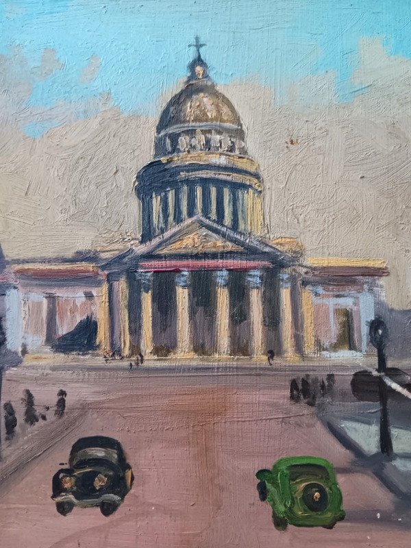 Deux Belles Vues De Paris Huiles Sur Panneau Tableau Peinture La Fontaine Médicis Jardin Du Luxembourg Et Le Panthéon -photo-4
