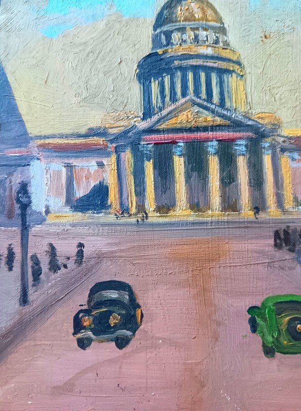 Deux Belles Vues De Paris Huiles Sur Panneau Tableau Peinture La Fontaine Médicis Jardin Du Luxembourg Et Le Panthéon -photo-5