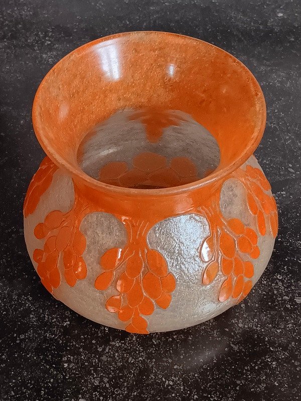 Charles Schneider (1881-1953) Vase French Glass Dattier Art Deco Period 1918 - 1920-photo-2