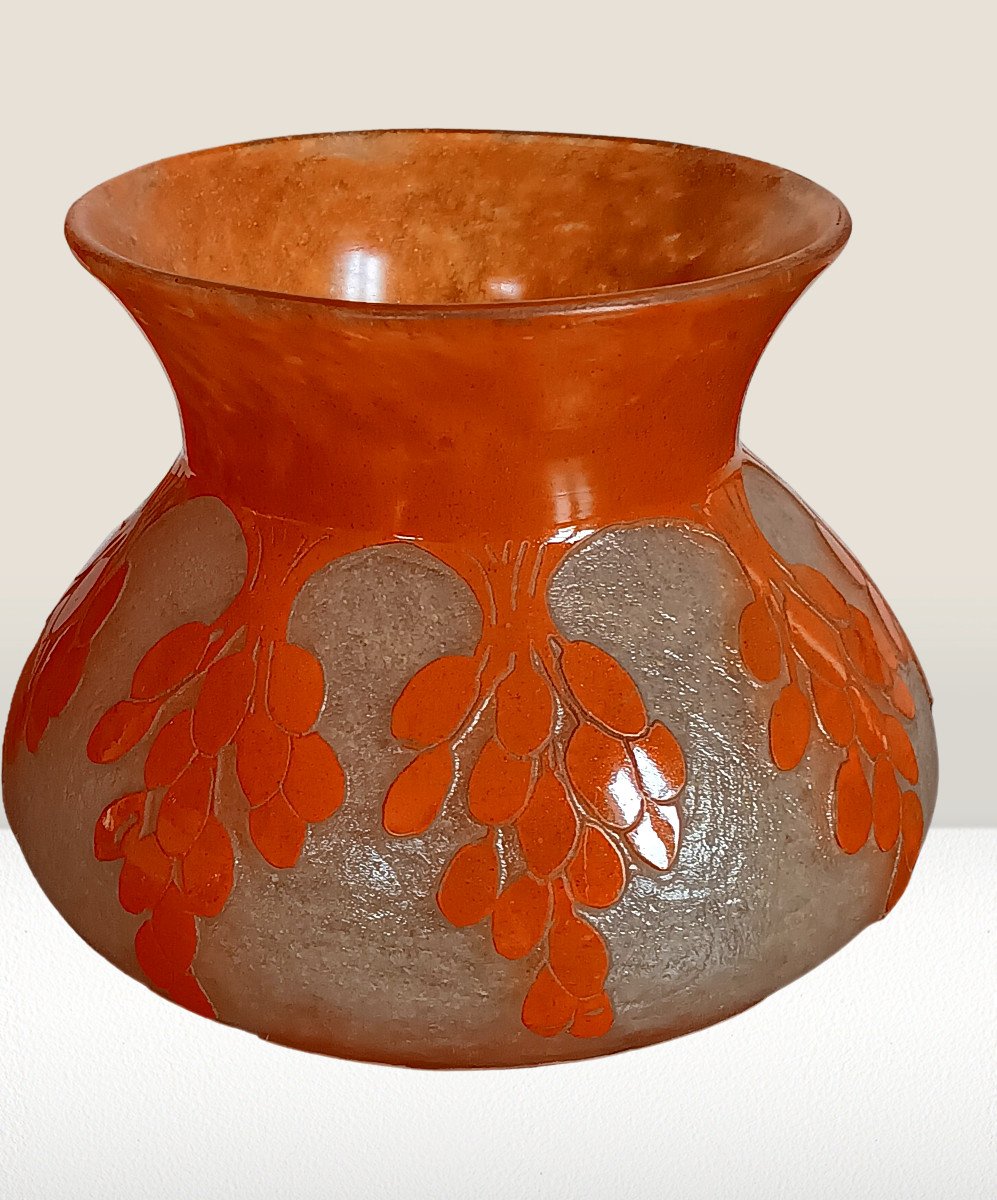 Charles Schneider (1881-1953) Vase French Glass Dattier Art Deco Period 1918 - 1920