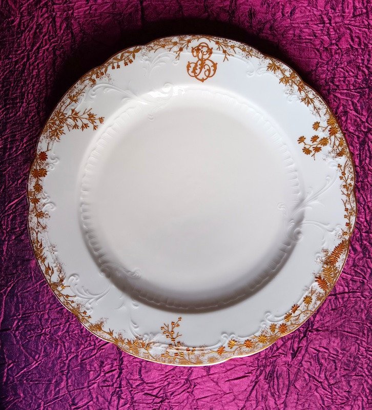 Belle Suite De 8 Assiettes Plates service De 24, 5 Cm En Porcelaine Pirkenhammer Carlsbad Karlsbad Fischer & Mieg Bohême Boheme style Limoges Art nouveau -photo-4