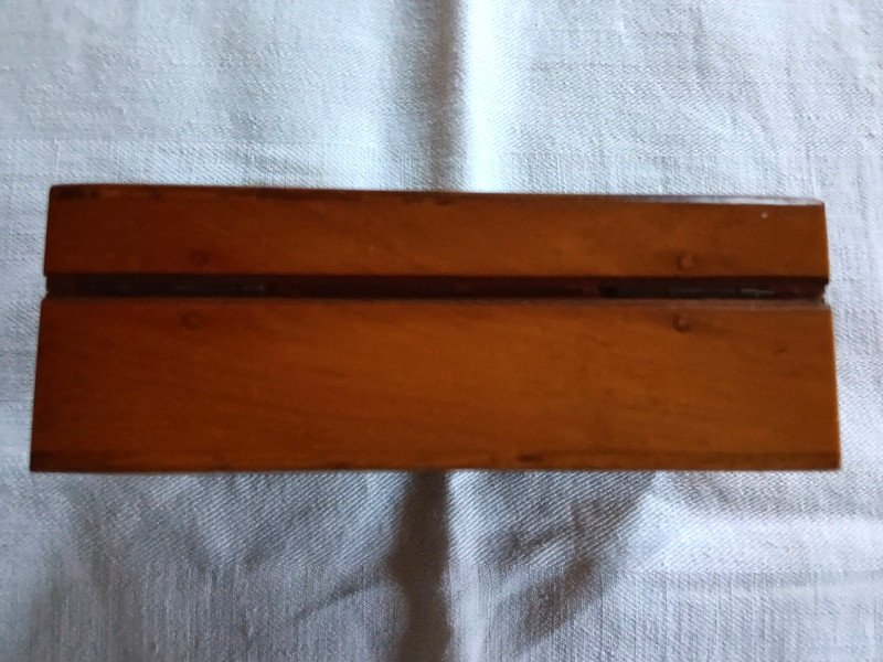 Ravissante Boite Coffret à Bijoux à jeux Souvenir De l' Ile Rousse En Corse 1900 En Bois d'Olivier-photo-1