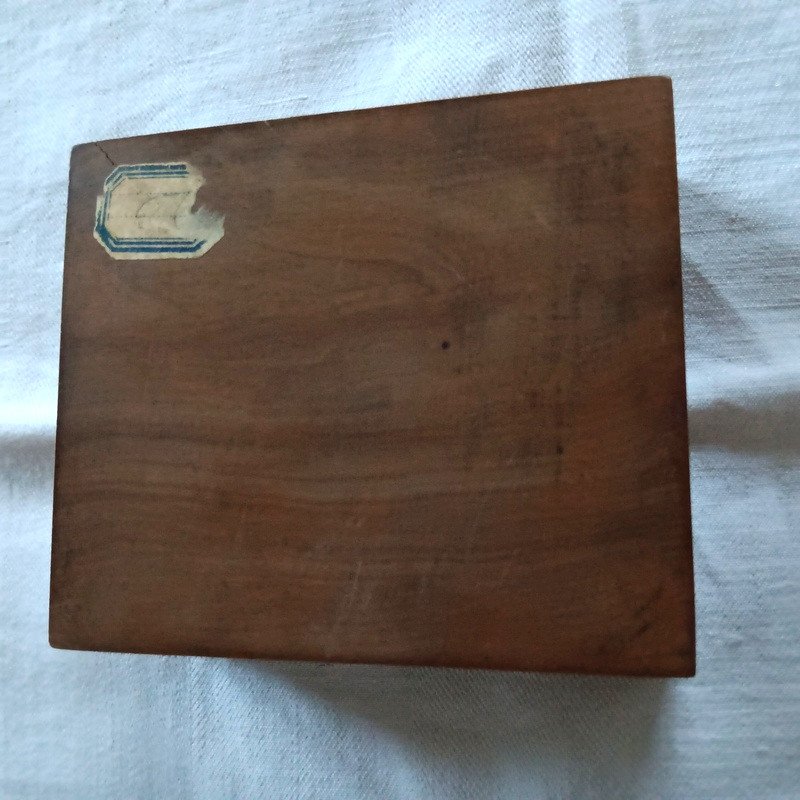 Ravissante Boite Coffret à Bijoux à jeux Souvenir De l' Ile Rousse En Corse 1900 En Bois d'Olivier-photo-2
