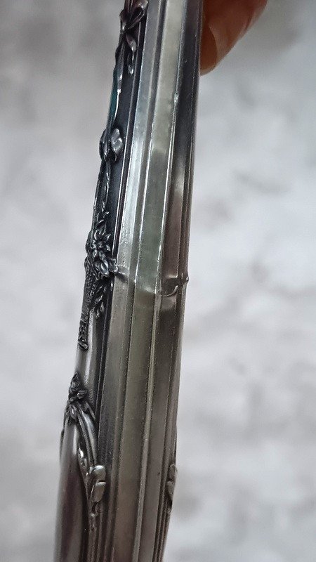 Couteau De Service à Découper Au Panier Fleuri En Argent Minerve Style Louis XVI-photo-5