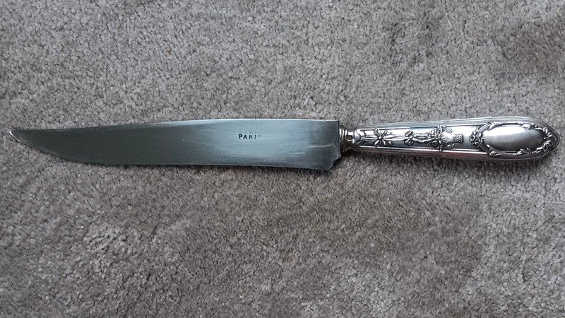 Couteau De Service à Découper Au Panier Fleuri En Argent Minerve Style Louis XVI