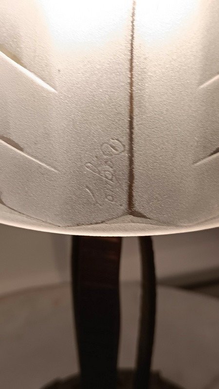 Wrought Iron Table Lamp Signed Degué Art Deco Period Circa 1930-photo-3