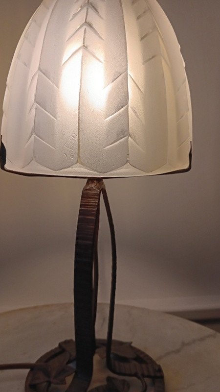 Wrought Iron Table Lamp Signed Degué Art Deco Period Circa 1930-photo-1