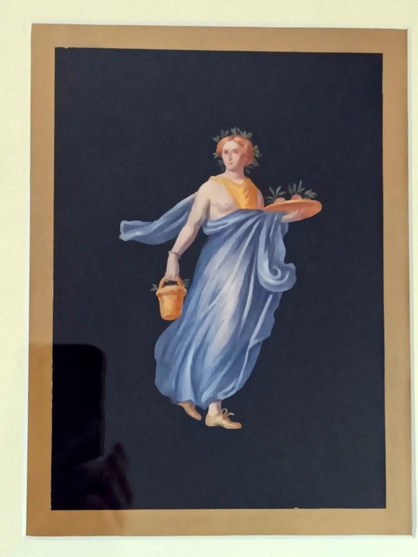  Lithographie De Fresque De Pompéi Souvenir Du Grand Tour Bacchante Femme à l'Antique Lenghi-photo-3