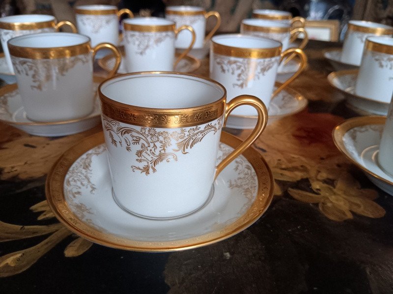 Haviland Diplomate Luxurious Coffee Service Of 12 Cups And Saucers In Limoges Porcelain-photo-2
