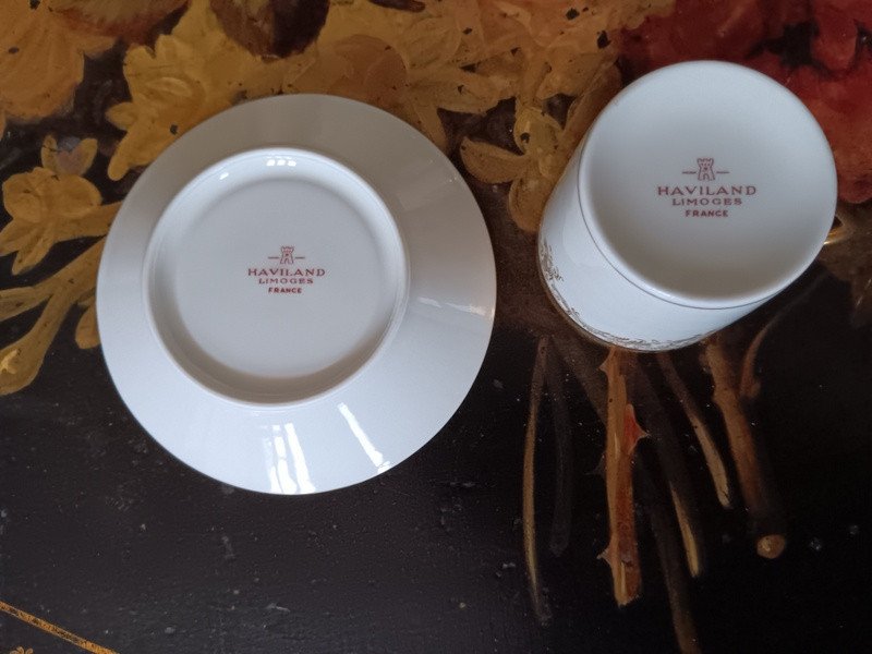 Haviland Diplomate Luxueux Service à Café De 12 Tasses Et Sous-tasses En Porcelaine De Limoges -photo-4