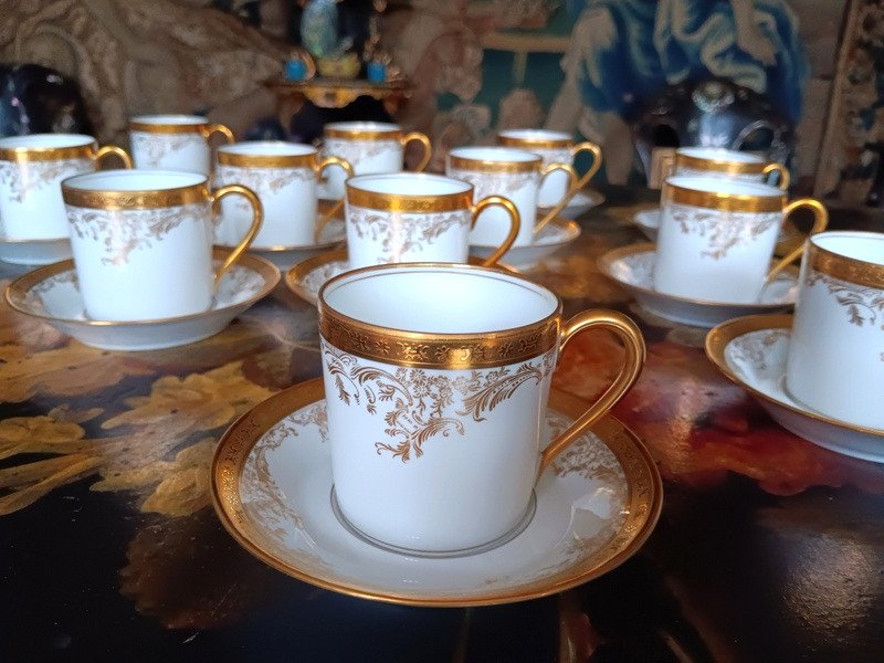 Haviland Diplomate Luxueux Service à Café De 12 Tasses Et Sous-tasses En Porcelaine De Limoges -photo-2