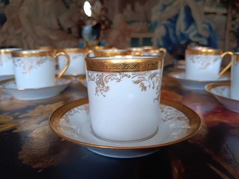 Haviland Diplomate Luxueux Service à Café De 12 Tasses Et Sous-tasses En Porcelaine De Limoges -photo-3