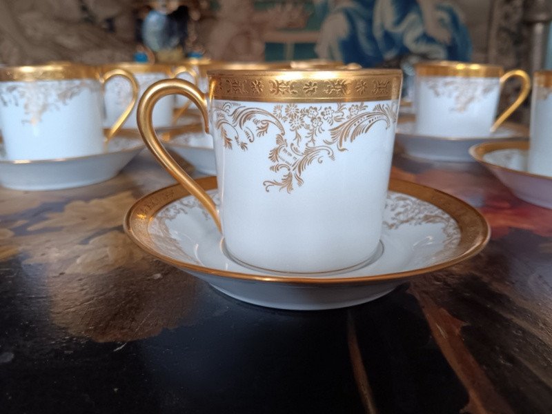 Haviland Diplomate Luxurious Coffee Service Of 12 Cups And Saucers In Limoges Porcelain-photo-4