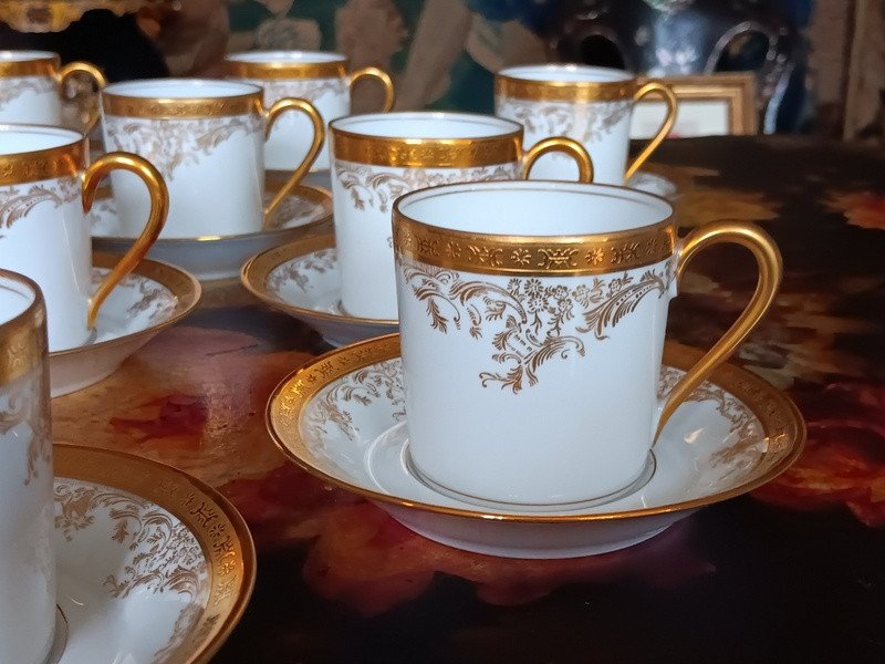 Haviland Diplomate Luxurious Coffee Service Of 12 Cups And Saucers In Limoges Porcelain-photo-6