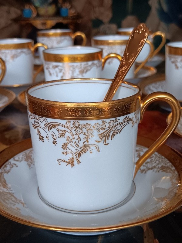 Haviland Diplomate Luxueux Service à Café De 12 Tasses Et Sous-tasses En Porcelaine De Limoges -photo-7