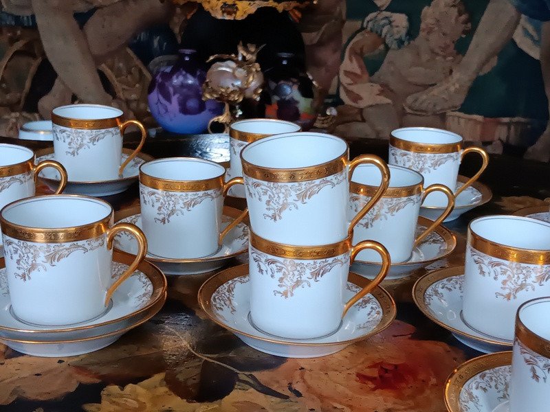 Haviland Diplomate Luxueux Service à Café De 12 Tasses Et Sous-tasses En Porcelaine De Limoges -photo-8