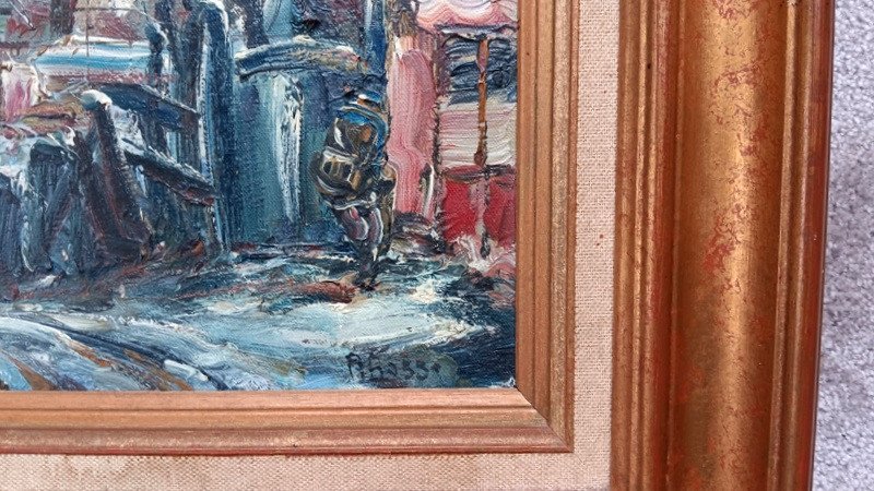Raymond Besse (1899 - 1969) Beautiful Oil On Canvas Painting "the Zone" Under The Snow In Winter Paris Le Sacré Coeur-photo-3