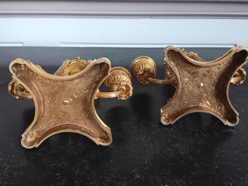 Boin And Henry  Boin Taburet Boin-taburet Lovely Pair Of Double  Arm Of Light In Gilded Bronze Candlesticks -photo-4