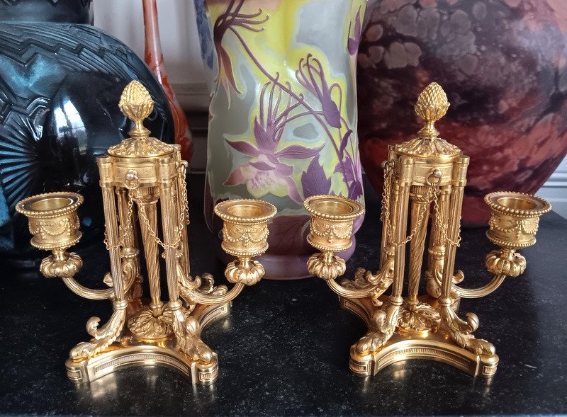 Boin And Henry  Boin Taburet Boin-taburet Lovely Pair Of Double  Arm Of Light In Gilded Bronze Candlesticks -photo-8
