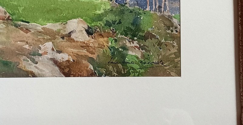 Paul Emile Lecomte (1877-1958) Mas En Provence Près Des Alpilles à l'Aquarelle-photo-4