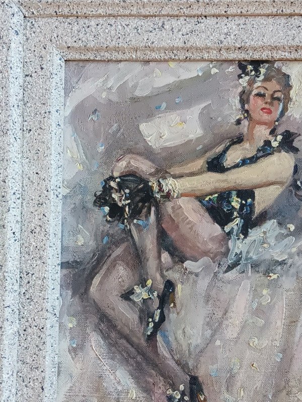 Charley Garry (1891-1973) Danseuse De Music-hall Jeune Femme Tableau Peinture Huile Sur Toile-photo-1
