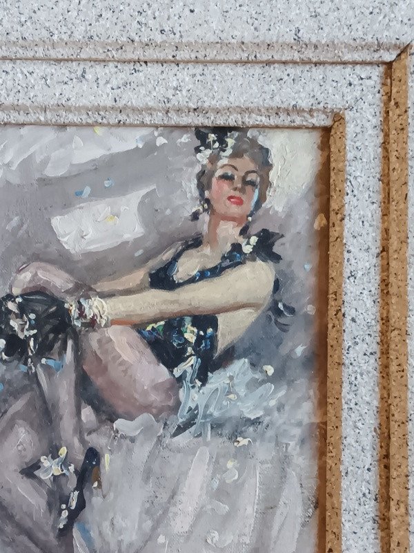 Charley Garry (1891-1973) Danseuse De Music-hall Jeune Femme Tableau Peinture Huile Sur Toile-photo-2