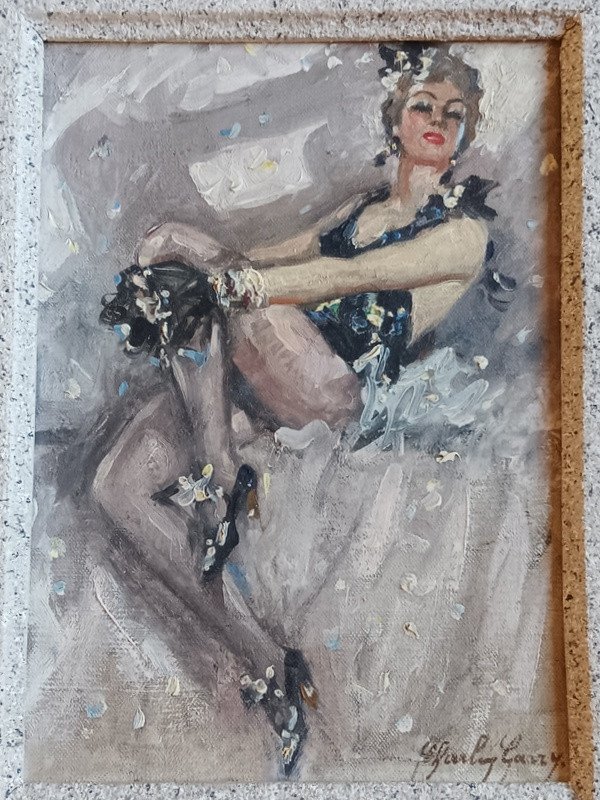 Charley Garry (1891-1973) Danseuse De Music-hall Jeune Femme Tableau Peinture Huile Sur Toile-photo-4