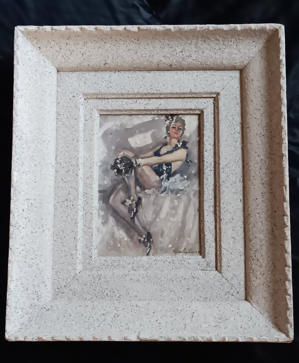 Charley Garry (1891-1973) Danseuse De Music-hall Jeune Femme Tableau Peinture Huile Sur Toile