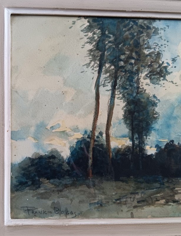 Frank Myers Boggs (1855-1926) Landscape Watercolor Drawing Over Pencil Lines-photo-1