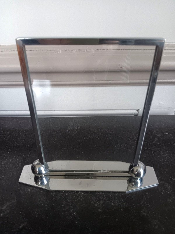 Modernist Art Deco Photo Holder Frame In Nickel-plated Bronze Circa 1930-photo-4